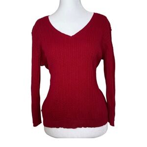 Lauren Ralph Lauren Deep Red V-Neck Sweater